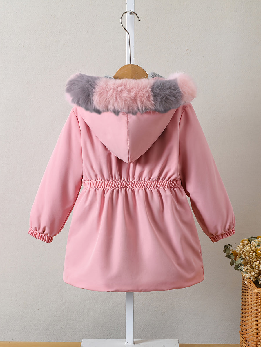Manteau long à capuche doublé pour filles, automne hiver, décontracté — Monptitlou