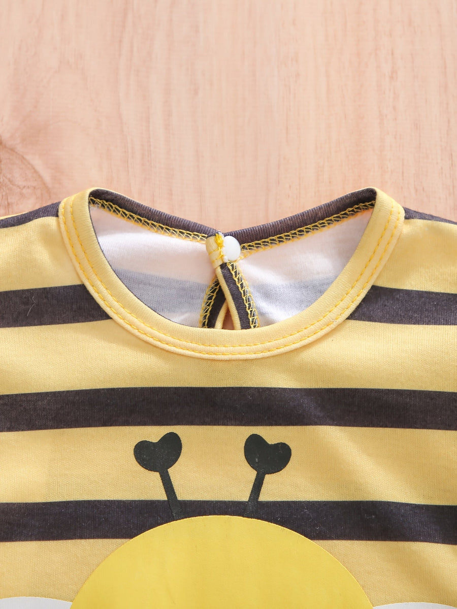 Grenouillère à manches longues pour enfant à imprimé abeille — Monptitlou