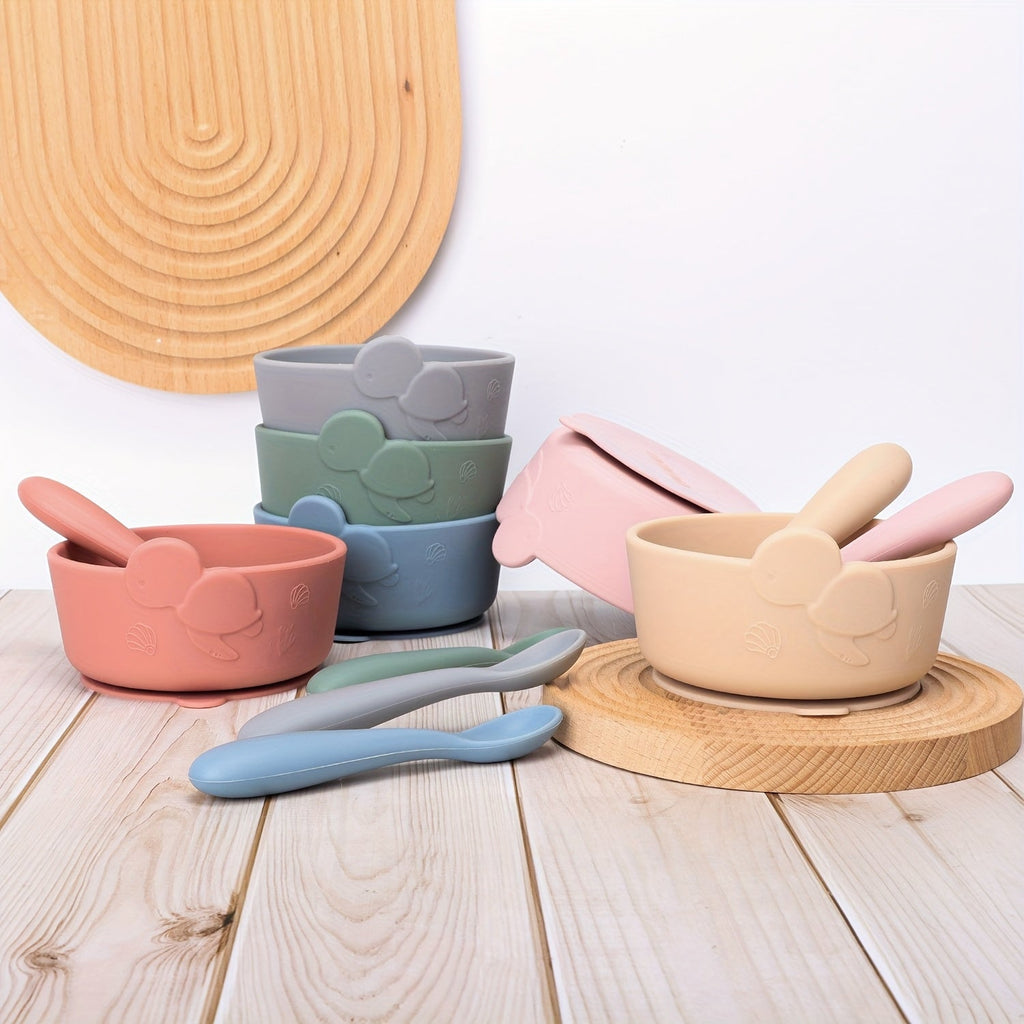 Bols en silicone alimentaire pour bébé avec cuillère 120 mm — Monptitlou