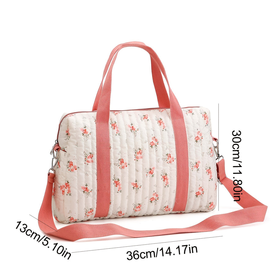 [Sac voyage maman léger] Sac à langer à motif floral rouge — Monptitlou