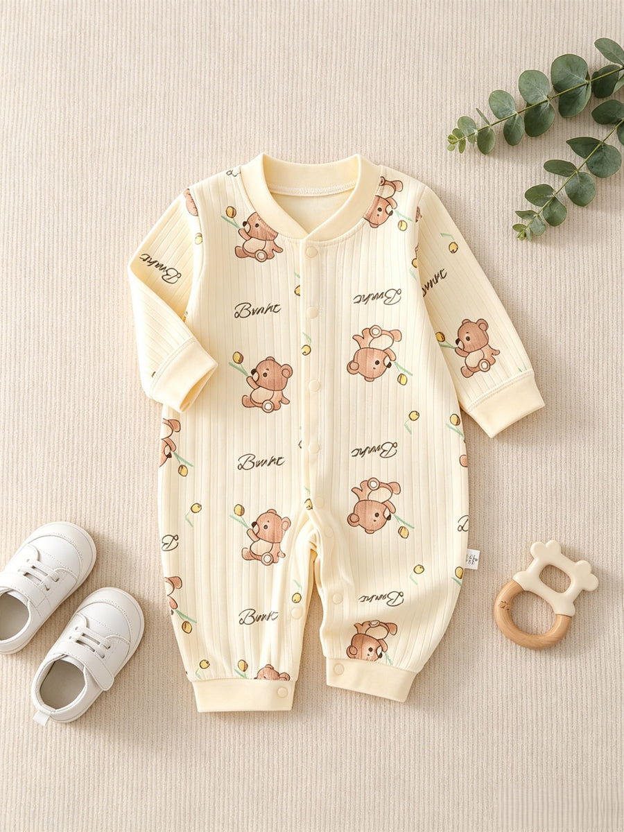 Combinaison bébé ours en peluche fleurie — Monptitlou