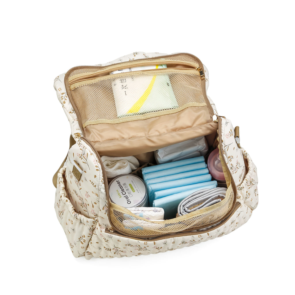 1 Sac à Langer Matelassé Floral avec Bretelle Longue Réglable — Monptitlou