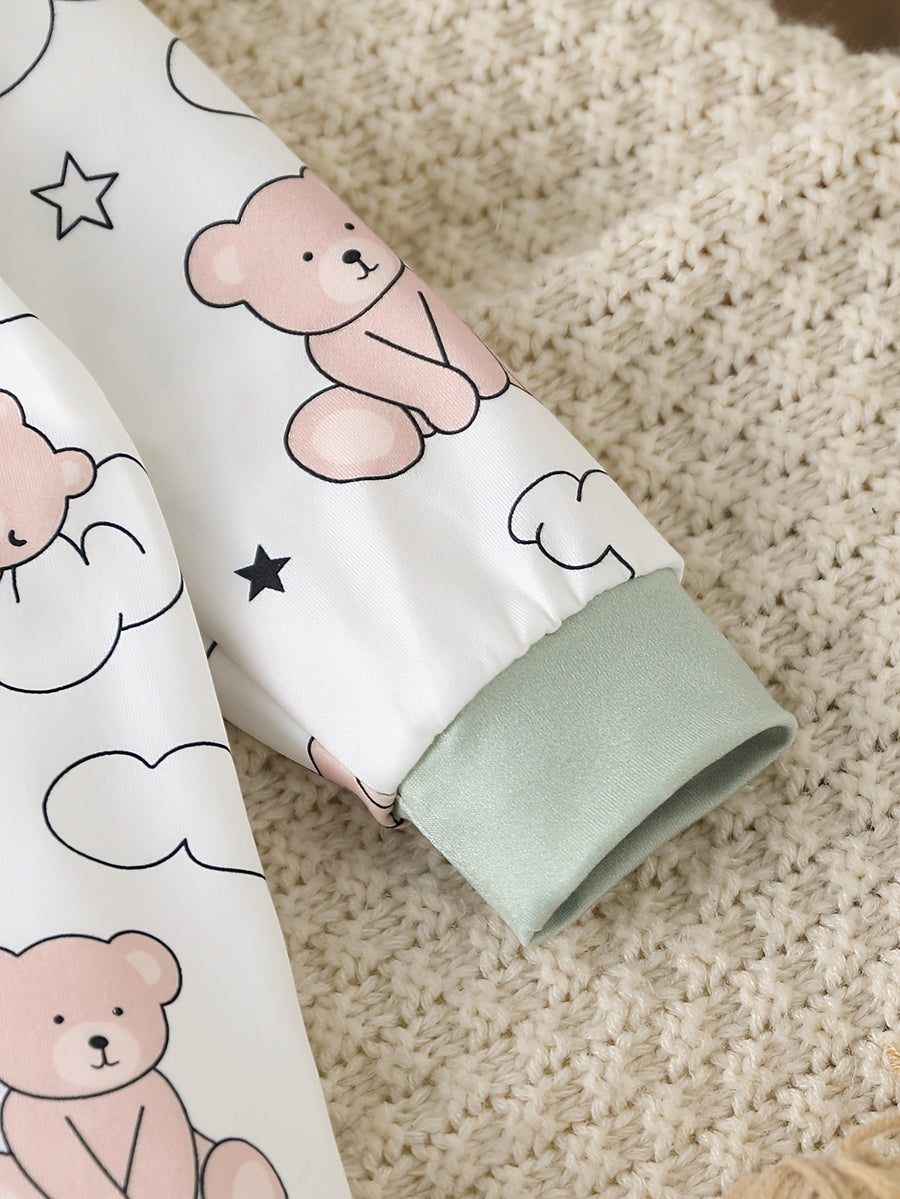 Barboteuse à pieds pour bébé avec imprimé ours endormi "Sweet Dream" — Monptitlou