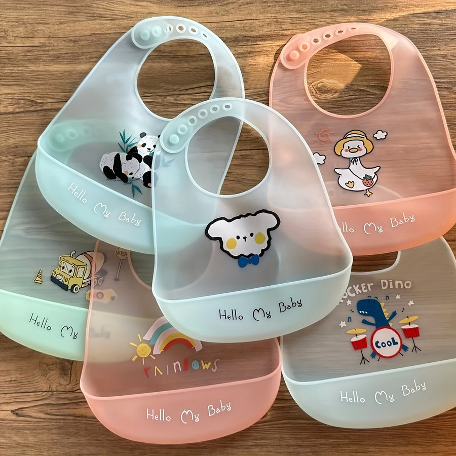 1 bavoir mignon en silicone pour bébé avec bande de cou réglable — Monptitlou