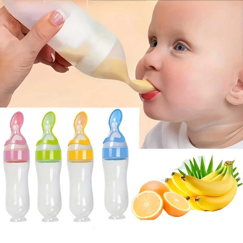 Tétine d'alimentation pour bébé en silicone avec cuillère et ventouse — Monptitlou