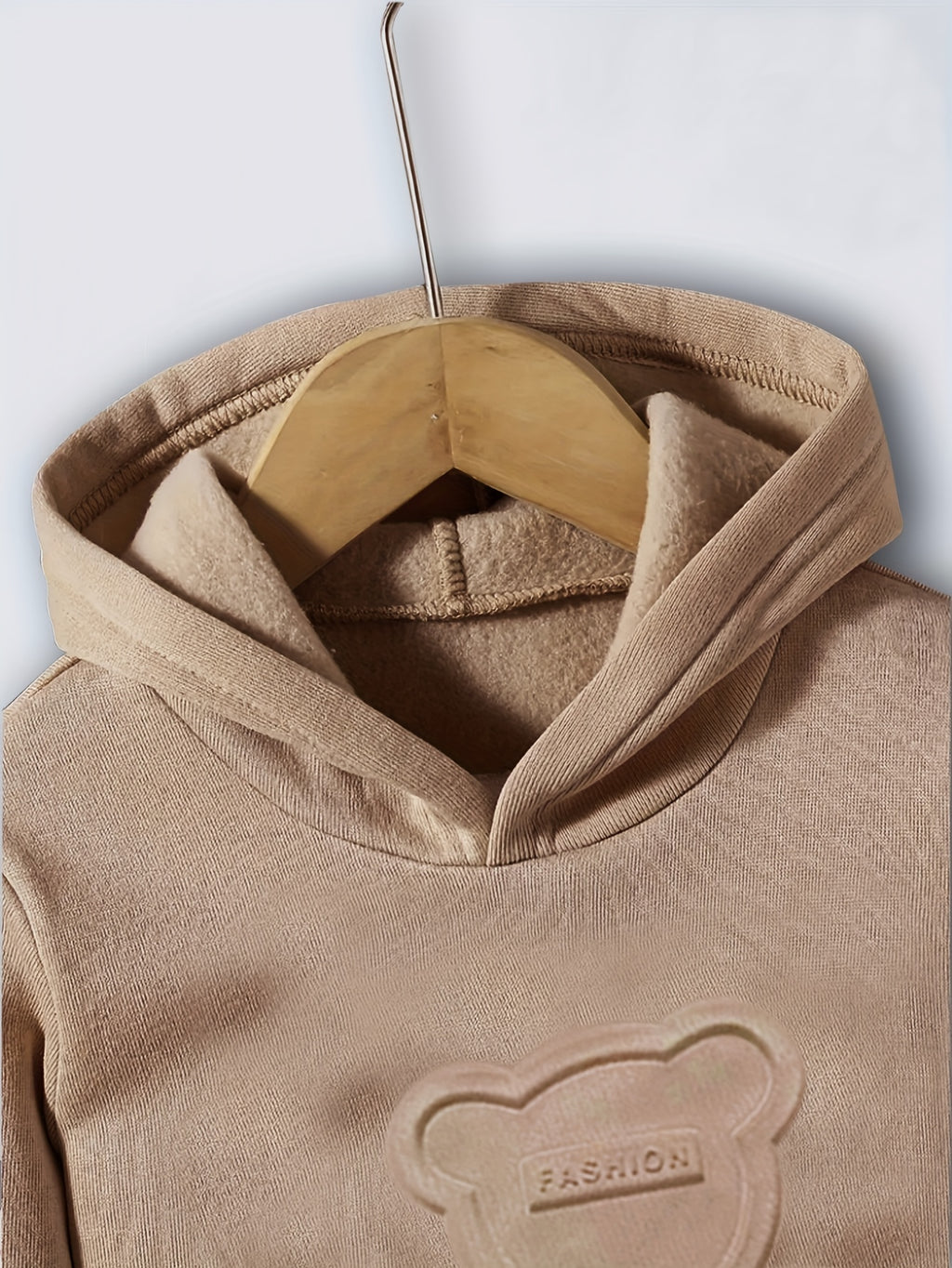 Ensemble de sport à capuche épais motif ours 3D en relief pour automne