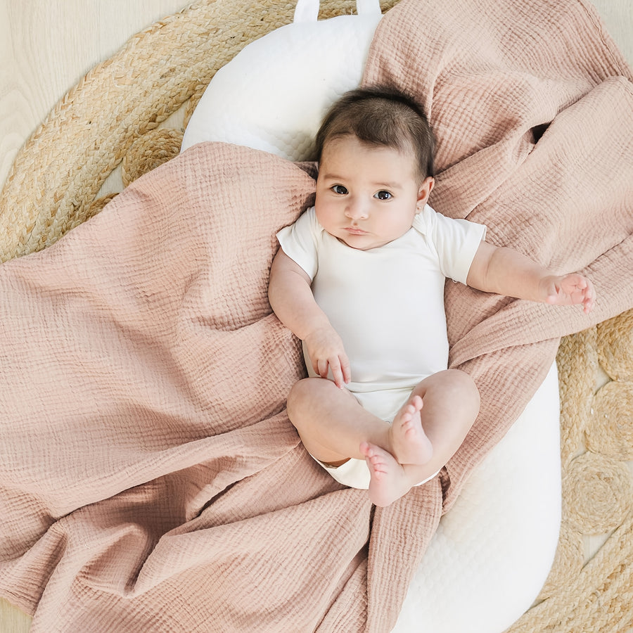 Lot de 2 grands langes bébé en mousseline — Monptitlou
