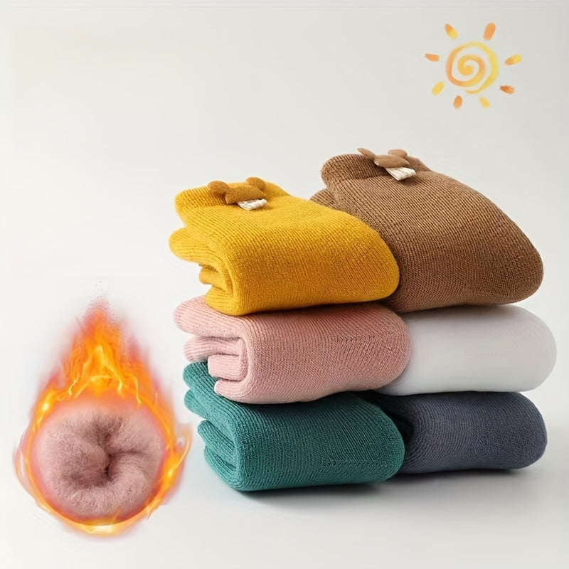 6/3 Paires de Chaussettes Bébé Dessin Animé Mignon Hiver Polaire Épais — Monptitlou