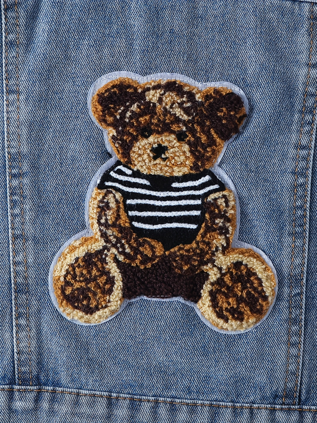 Veste en jean délavé bleu clair motif petit ours garçon, photo 15