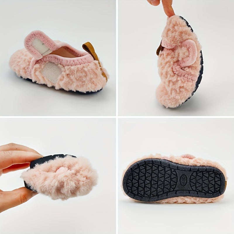 Chaussons douillets en fourrure pour bébé fille, semelle souple pour l'intérieur, automne et hiver