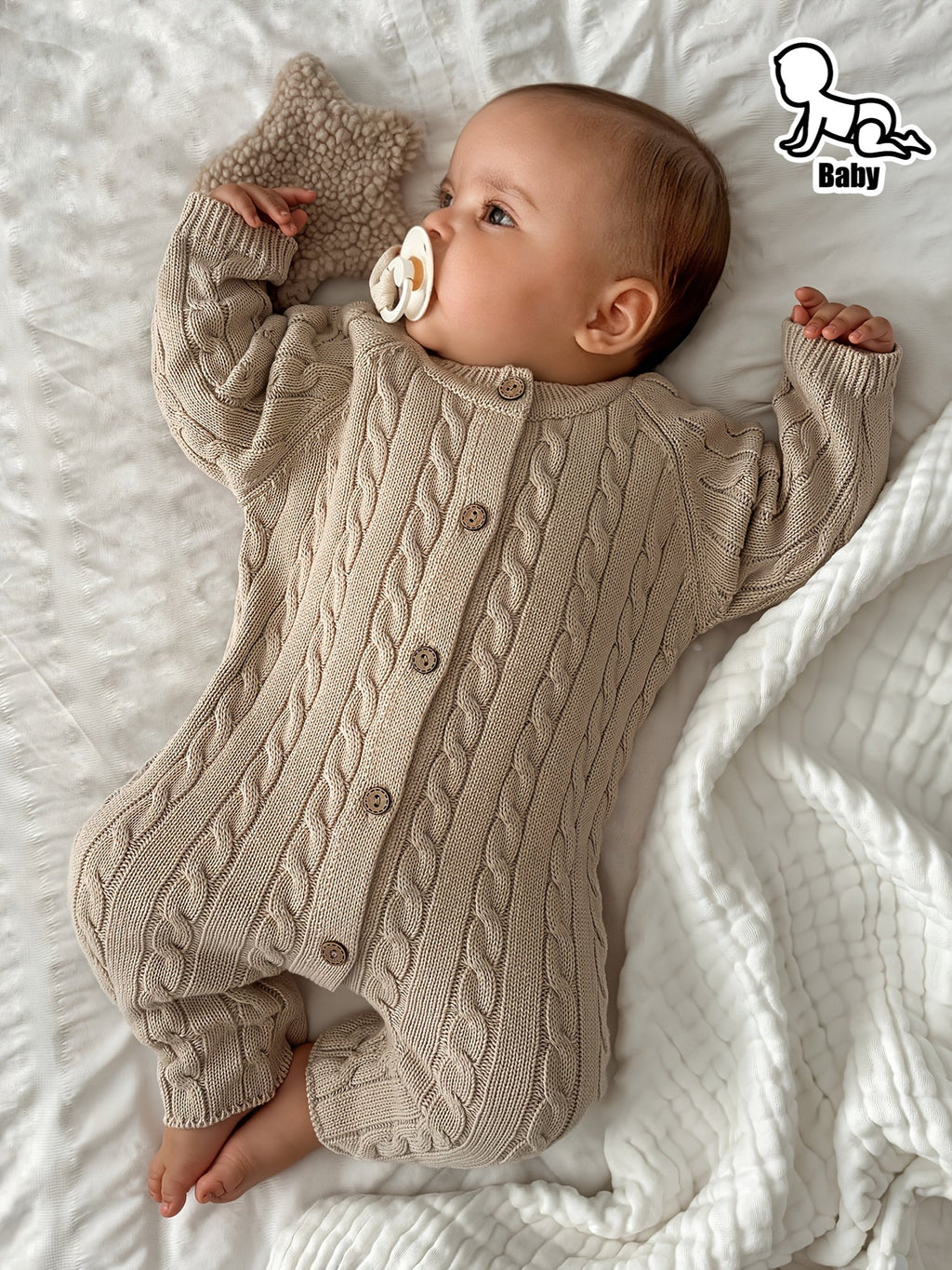Pull Tricoté Pur Automne Hiver Bébé, Vêtements Une Pièce Garçons et Filles, Pantalons Longs Boucles de Pâte Frite, pour 