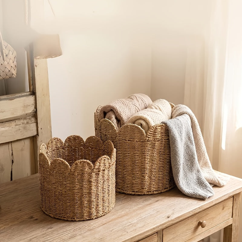 [Paniers bohème gain de place] 2 pcs Paniers de rangement en corde à — Monptitlou