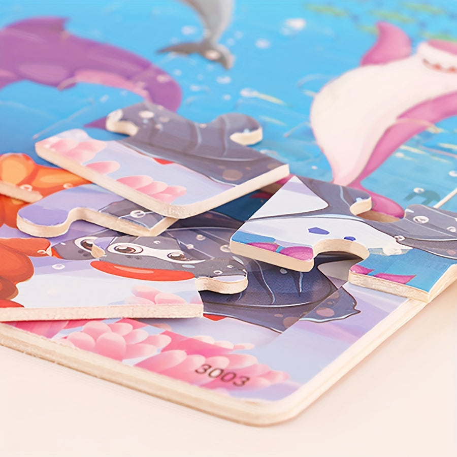 En 1 plateau de puzzle en bois, animaux, dinosaures, photo 19