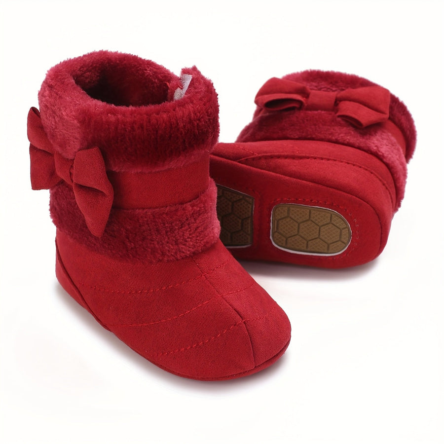 Bottes bébé chaudes hiver polyvalentes mode, avec nœud, 0-1 an — Monptitlou