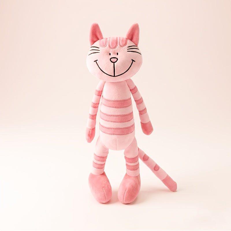 Jouet en peluche adorable chat rayé rose, chaton souriant mignon — Monptitlou Image