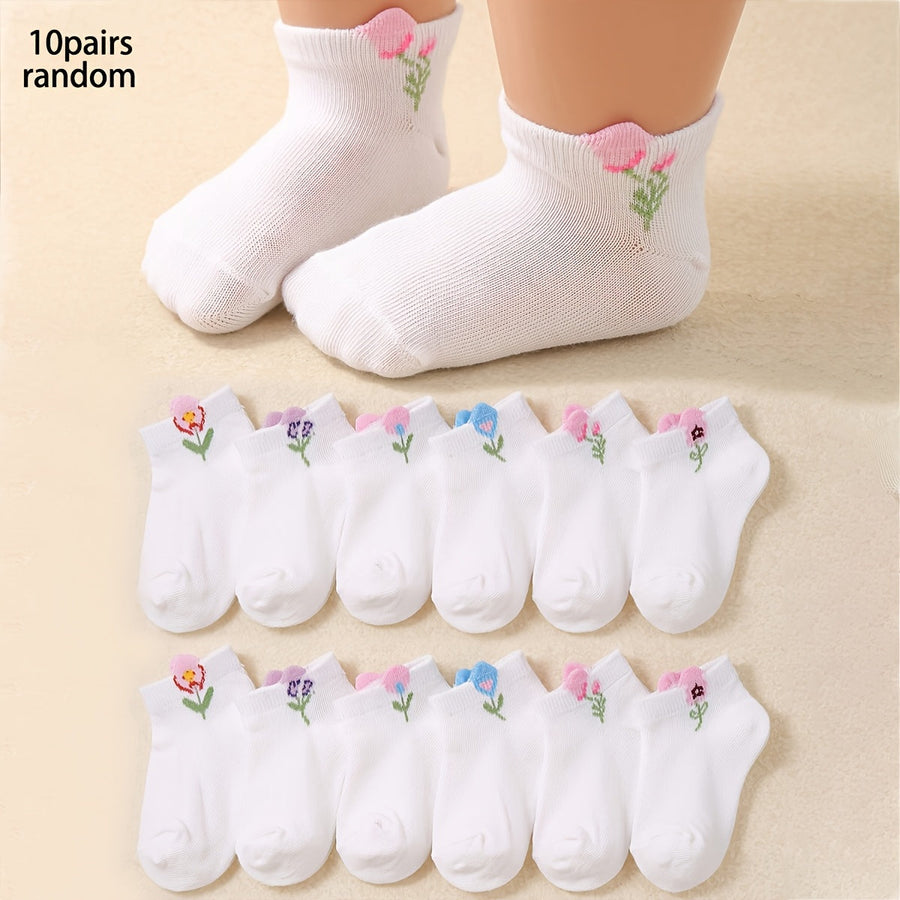 [Chaussettes fleuries enfants] 10 paires de chaussettes mi-mollets pour — Monptitlou