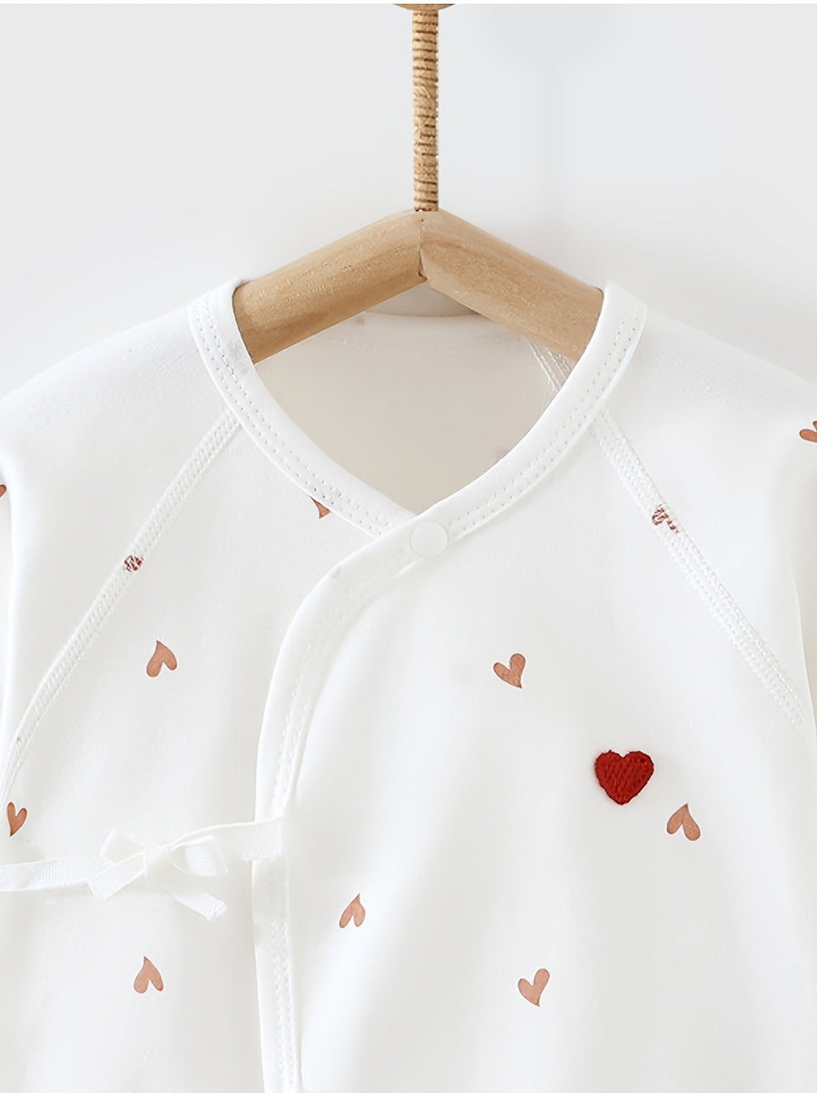 Tenue nouveau-né ensemble haut et bas imprimé cœur doux avec bonnet — Monptitlou