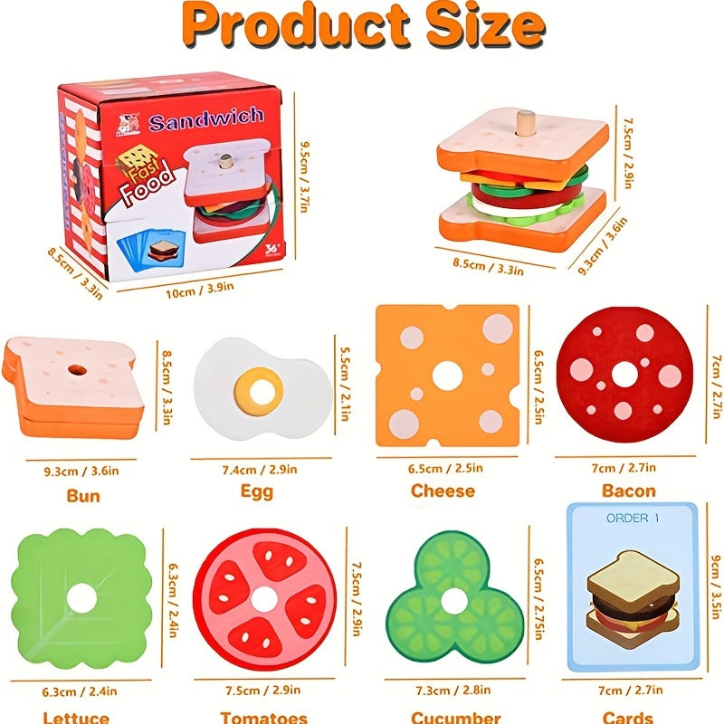 Collection de jouets en bois à empiler en forme de sandwich — Monptitlou