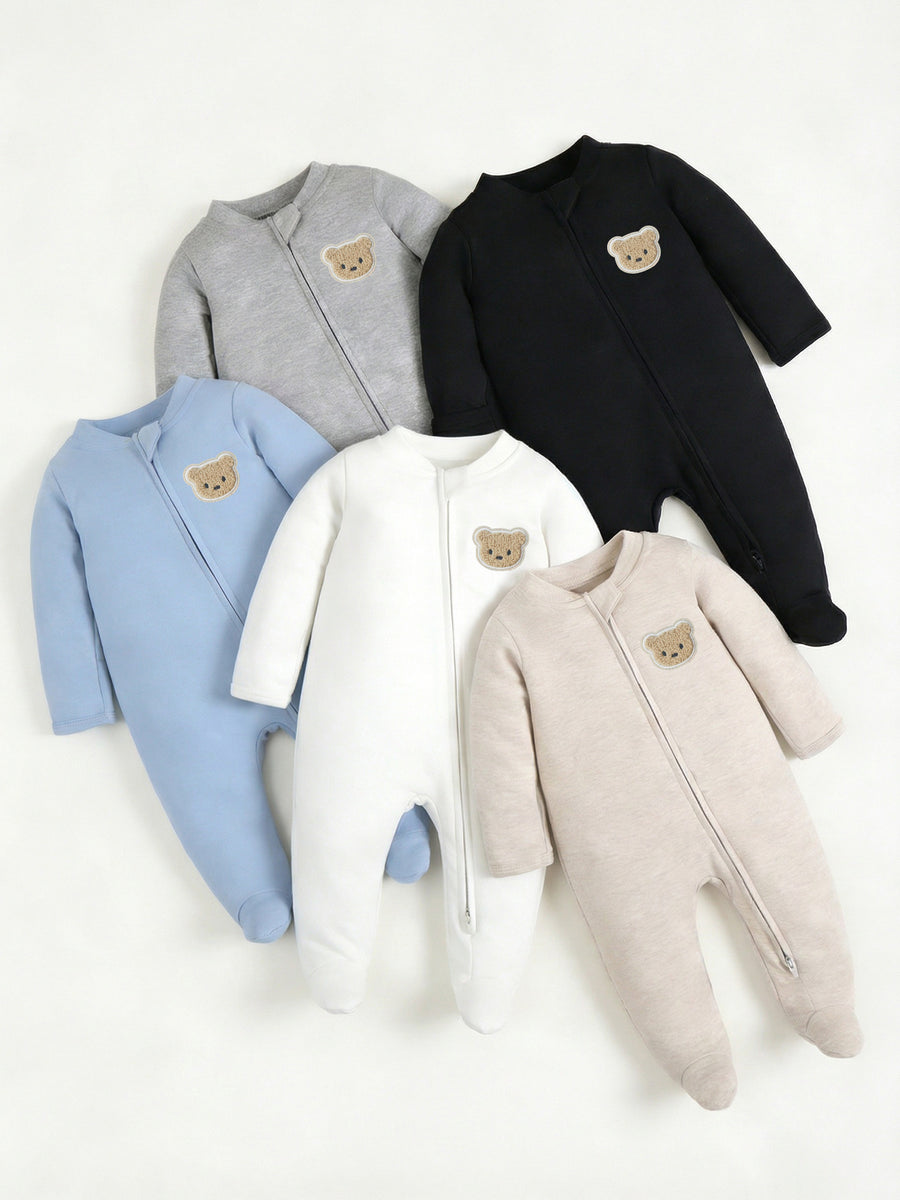 (Aléatoire 1pc) Barboteuse Bébé Double Fermeture Éclair Manches Longues, photo 14