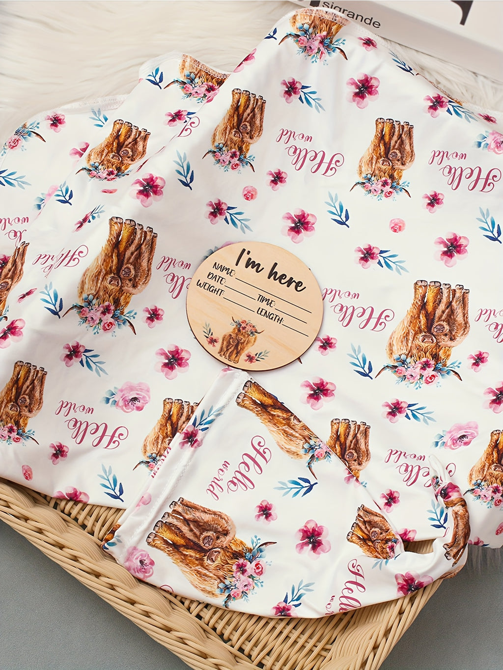 Ensemble 3 pièces pour nouveau-né : couverture d'emmaillotage et bonnet, photo 20