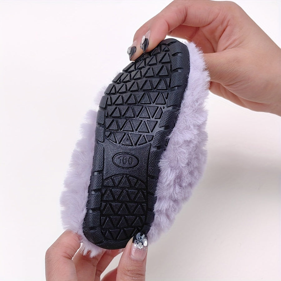 Chaussons douillets en fourrure pour bébé fille, semelle souple pour l'intérieur, automne et hiver