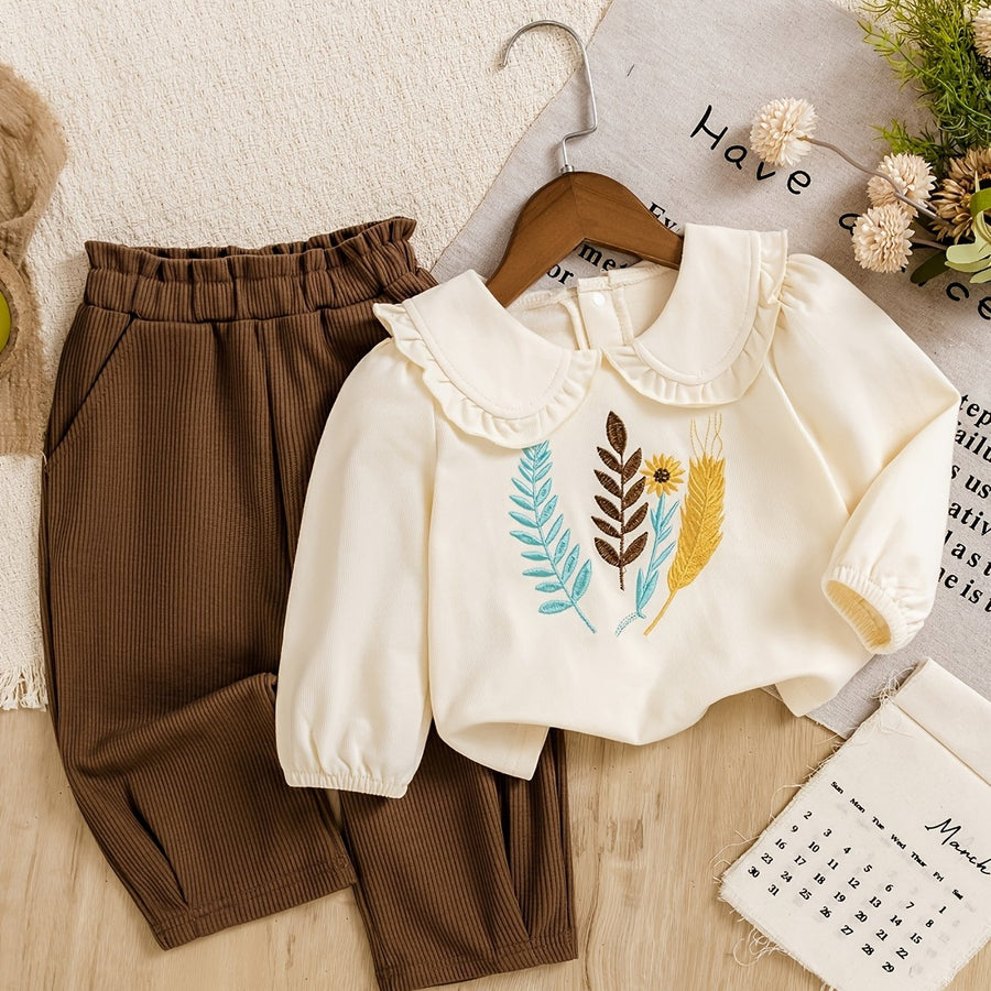 Ensemble bébé fille design rétro littéraire : haut à manches longues — Monptitlou