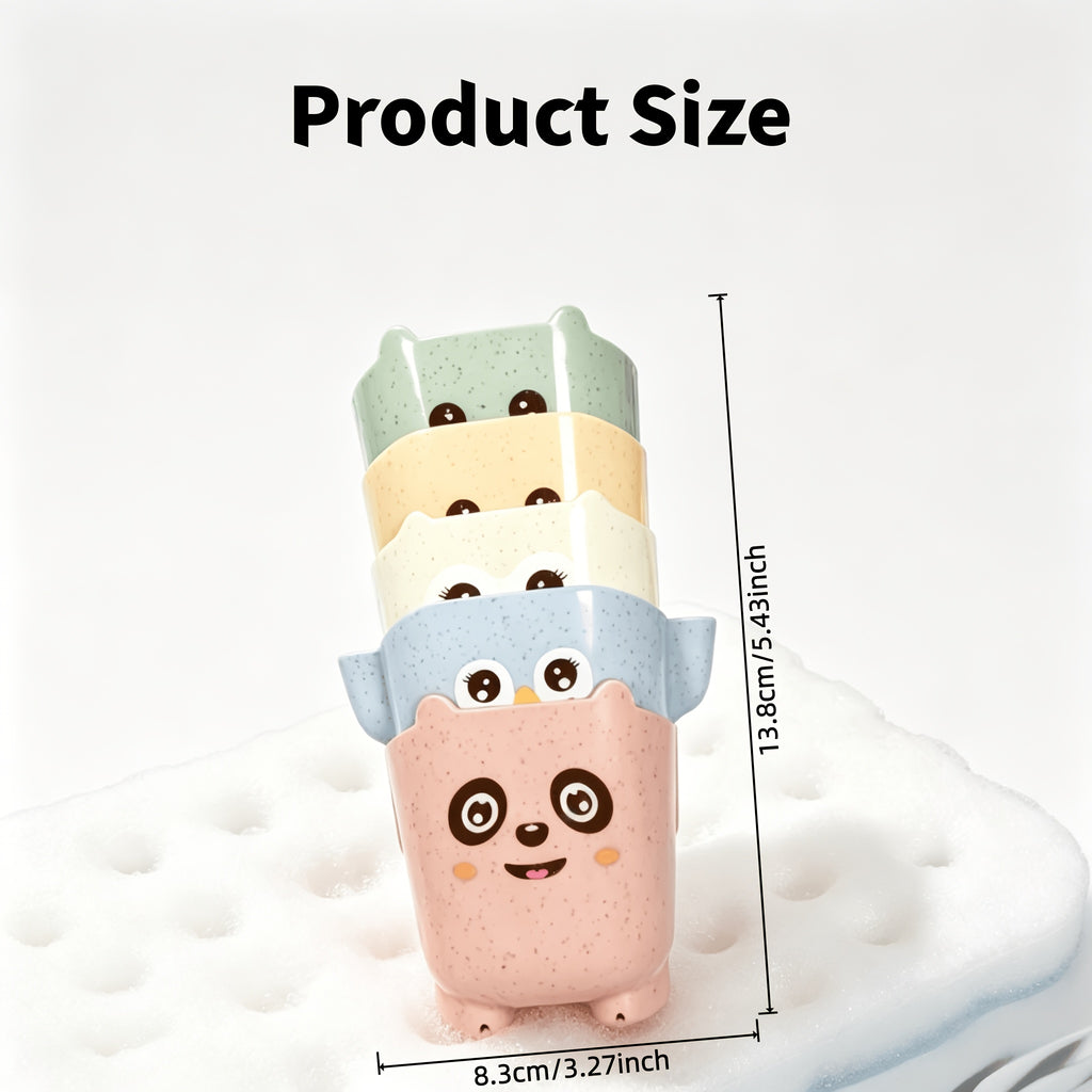 5 gobelets de rangement pour salle de bain avec animaux de dessins — Monptitlou
