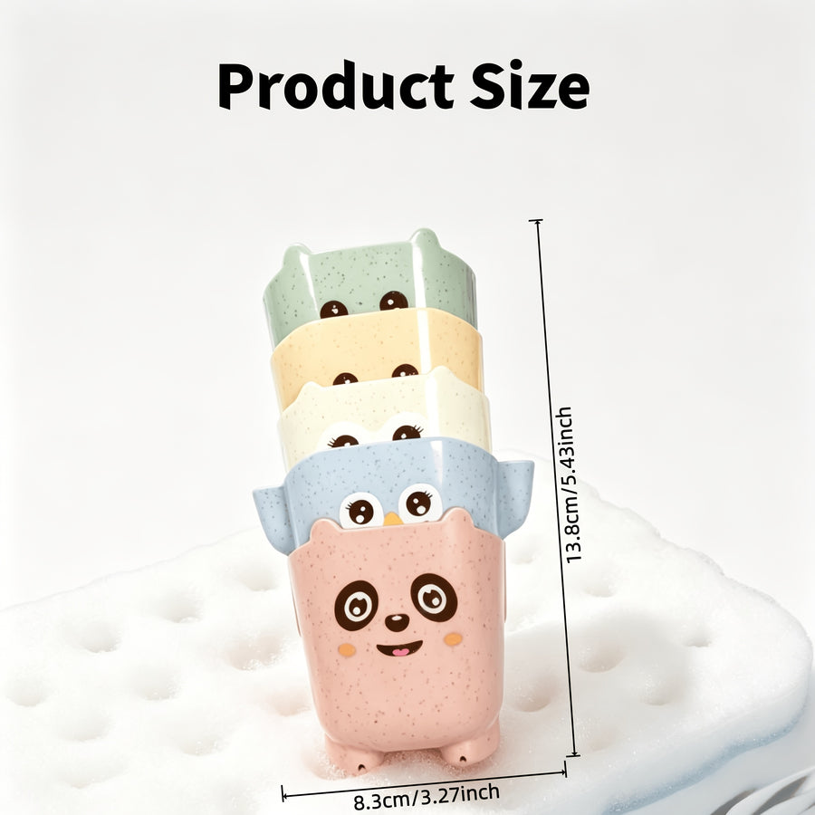 5 gobelets de rangement pour salle de bain avec animaux de dessins — Monptitlou