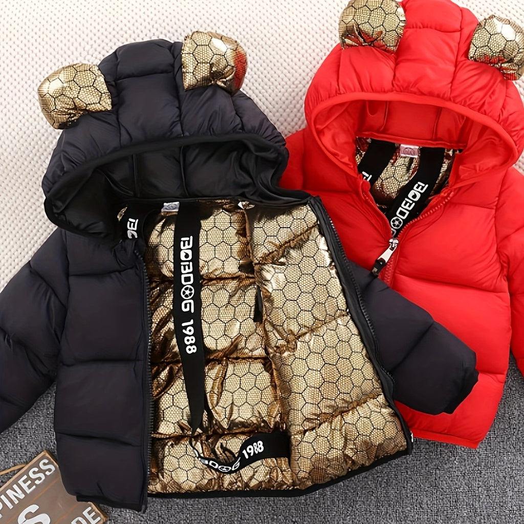 Veste matelassée matelassée nid d'abeille noire et dorée à capuche et — Monptitlou