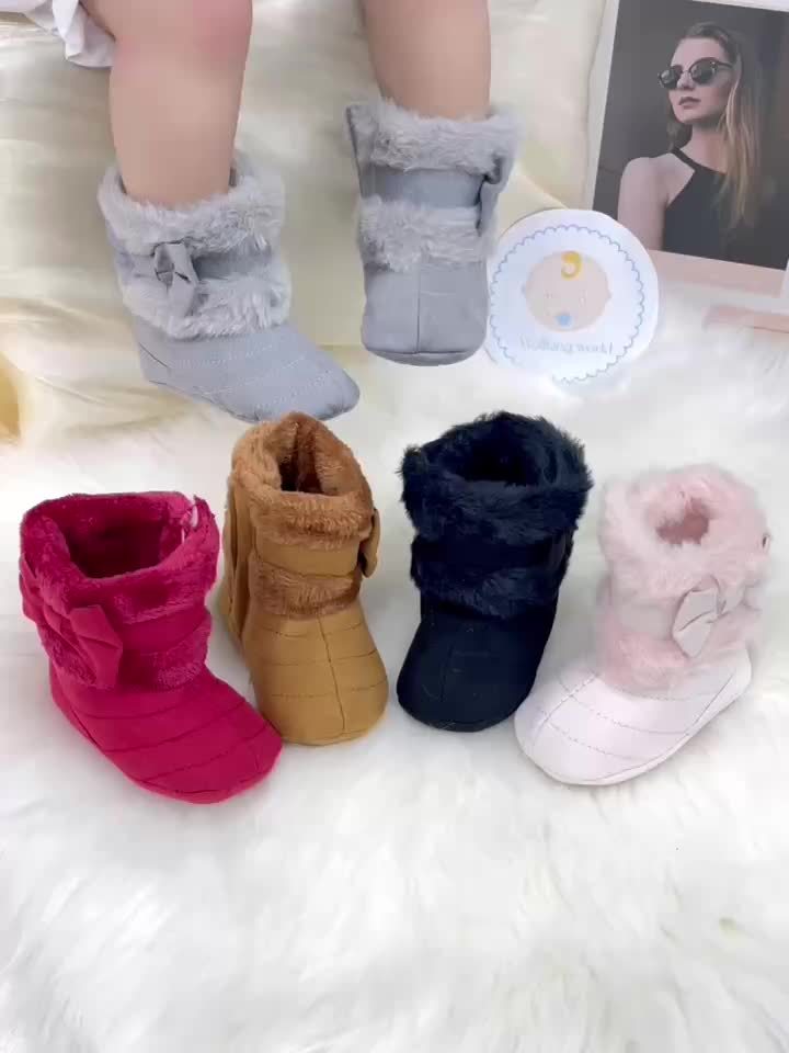 Bottes bébé chaudes hiver polyvalentes mode, avec nœud, 0-1 an, intérieur extérieur confortables