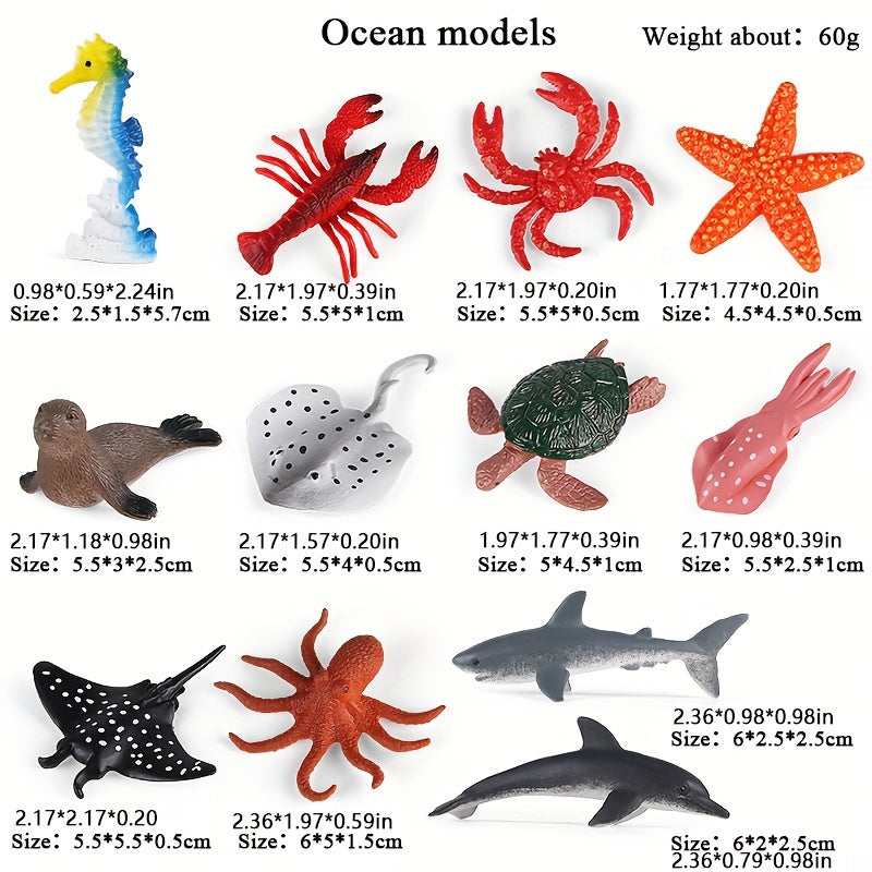 Figurines d'animaux marins, 12 pièces miniatures réalistes de créatures — Monptitlou