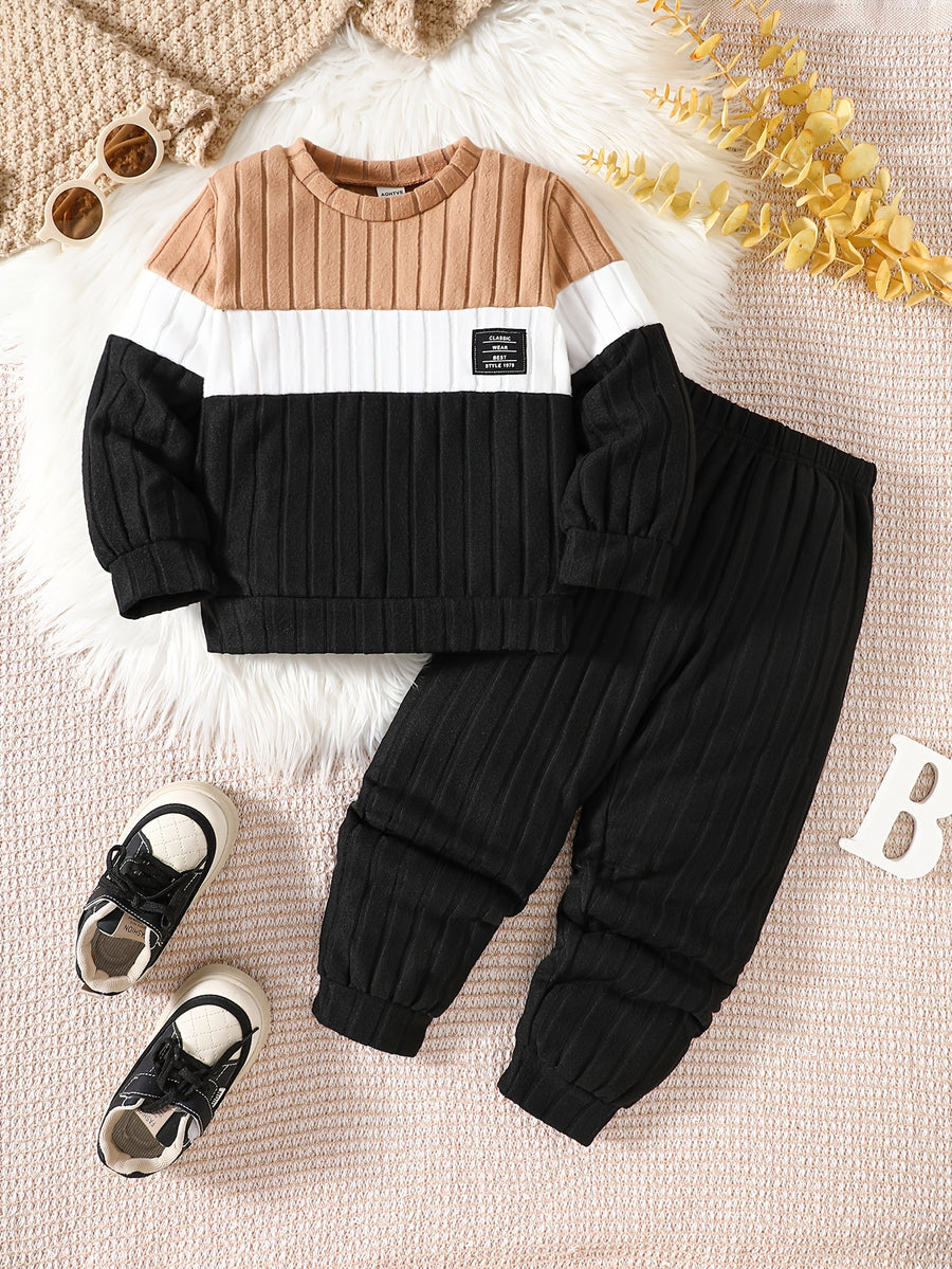 Ensemble 2 pièces pour garçons, tenue décontractée tendance à col rond — Monptitlou