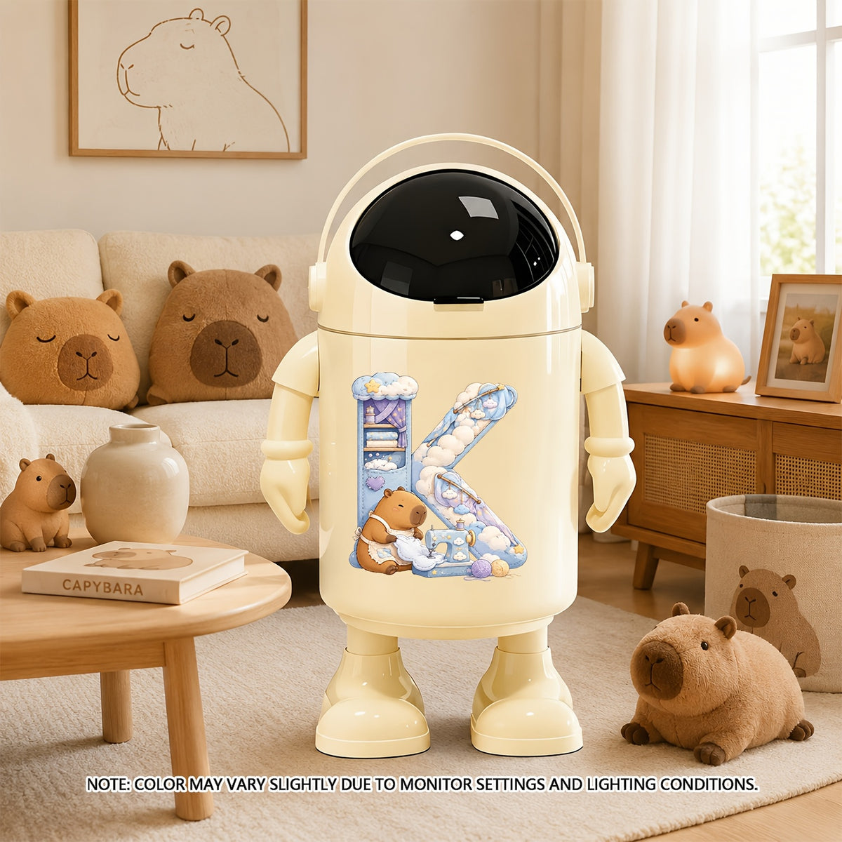 Poubelle à couches astronaute portable avec motif de lettre Capybara — Monptitlou Image