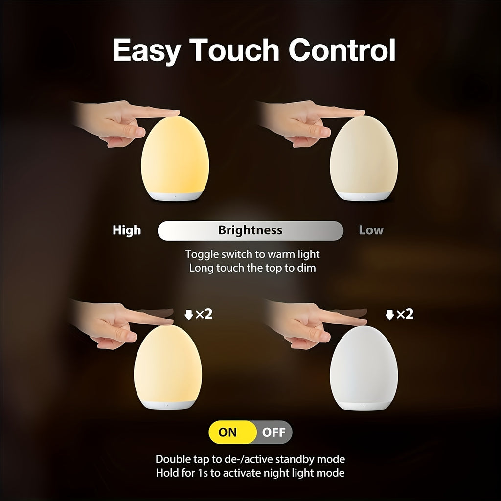 Veilleuse rechargeable en forme d'œuf avec 7 modes de couleur — Monptitlou