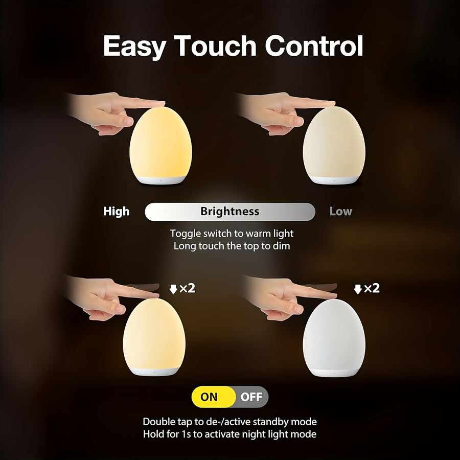 Veilleuse rechargeable en forme d'œuf avec 7 modes de couleur — Monptitlou