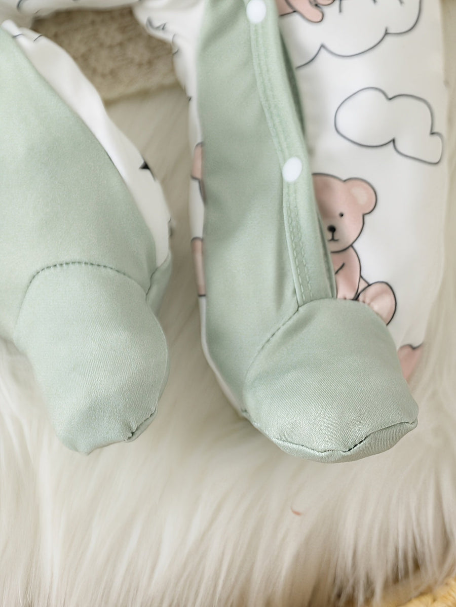 Barboteuse à pieds pour bébé avec imprimé ours endormi "Sweet Dream" — Monptitlou