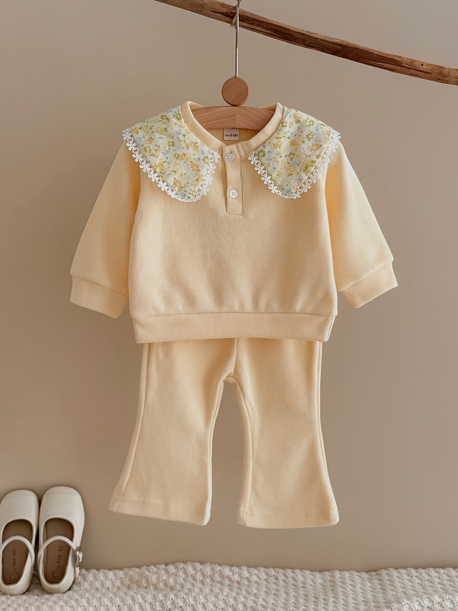 Ensemble 2 pièces pour fille printemps/automne à imprimé floral avec — Monptitlou