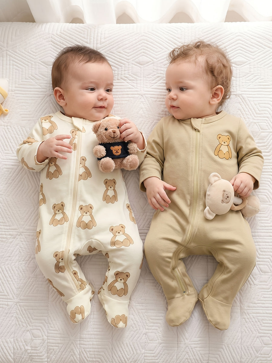Ensemble 2 pièces body à manches longues imprimé ours — Monptitlou