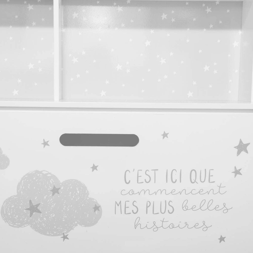 Meuble Coffre de Rangement Enfant à Roulettes Blanc – Étagères et Bac — Monptitlou