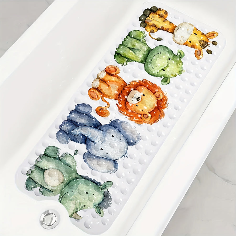 Un tapis de baignoire avec motifs de dessins animés d'animaux — Monptitlou
