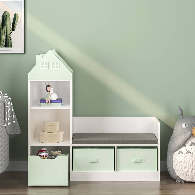 Banc Vipsali pour Enfants avec Étagère au Design Maison — Monptitlou