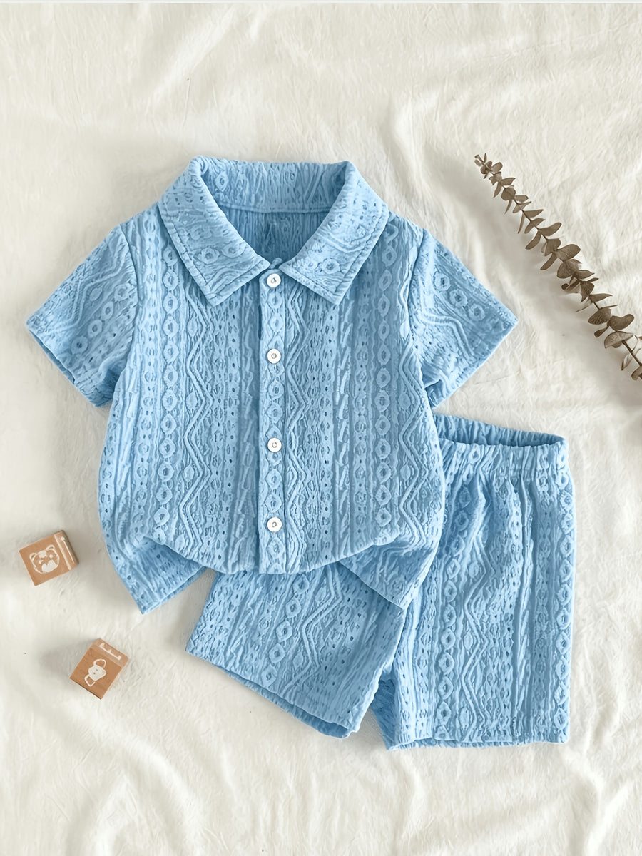 Ensemble 2 pièces T-shirt à manches courtes et short à texture — Monptitlou