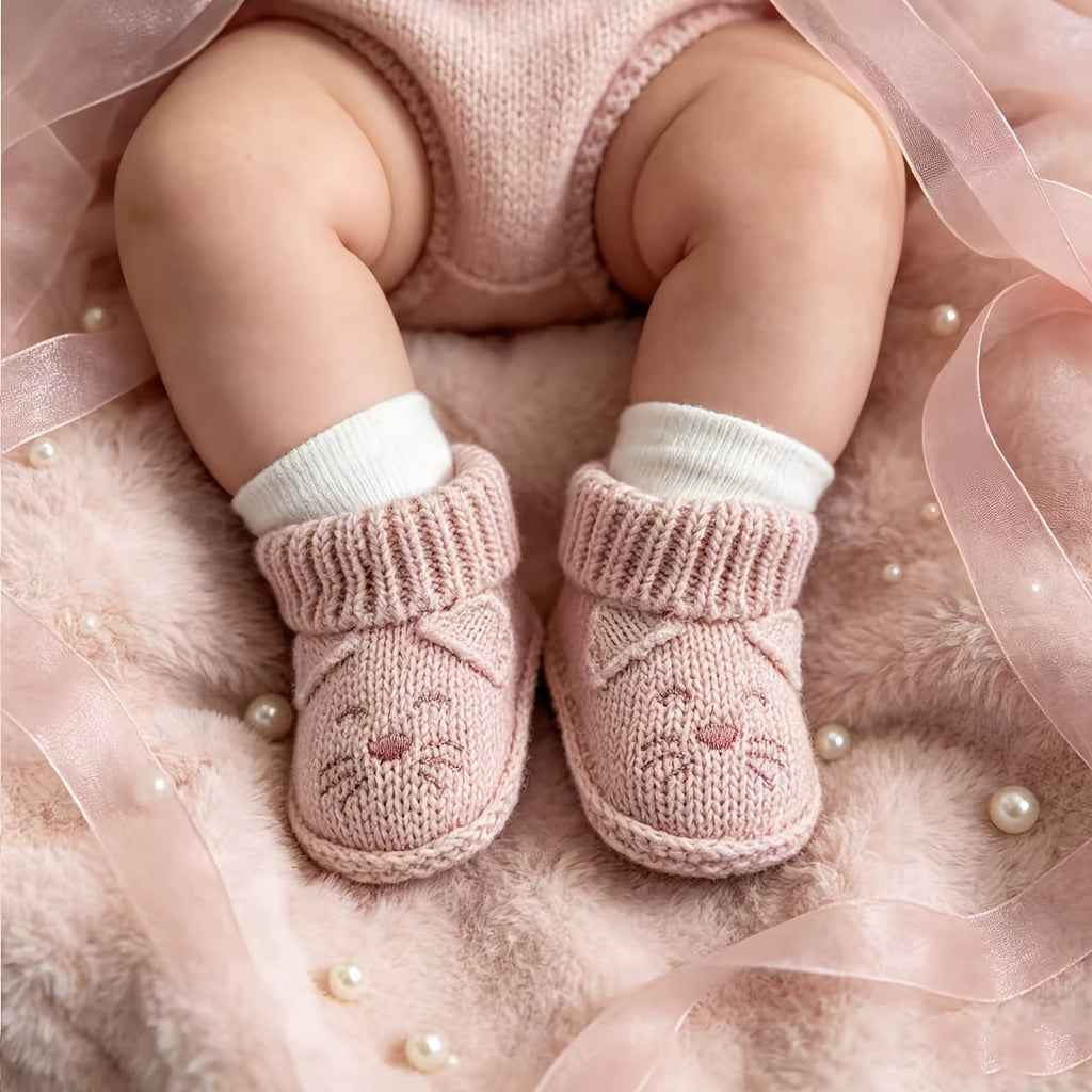 [Cadeau bébé 0-6 mois] 1 Paire de Chaussons Bébé Tricotés à la Main — Monptitlou