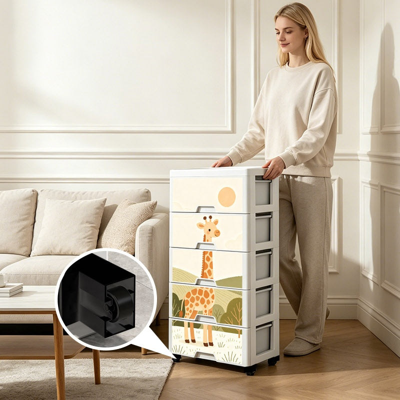 Tour de rangement en plastique à 5 tiroirs avec motifs esthétiques — Monptitlou
