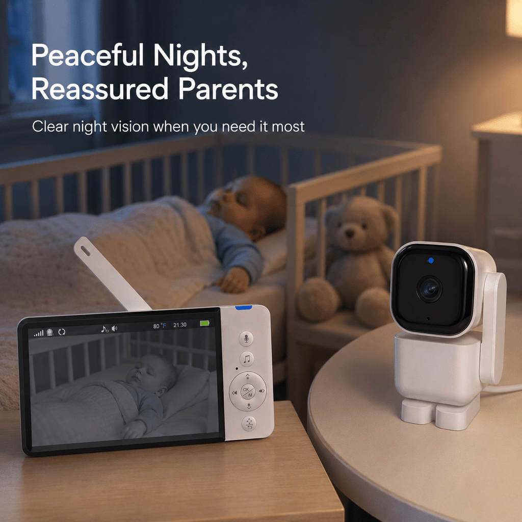 Moniteur vidéo bébé 720P 5 pouces avec caméra PTZ suivi automatique — Monptitlou