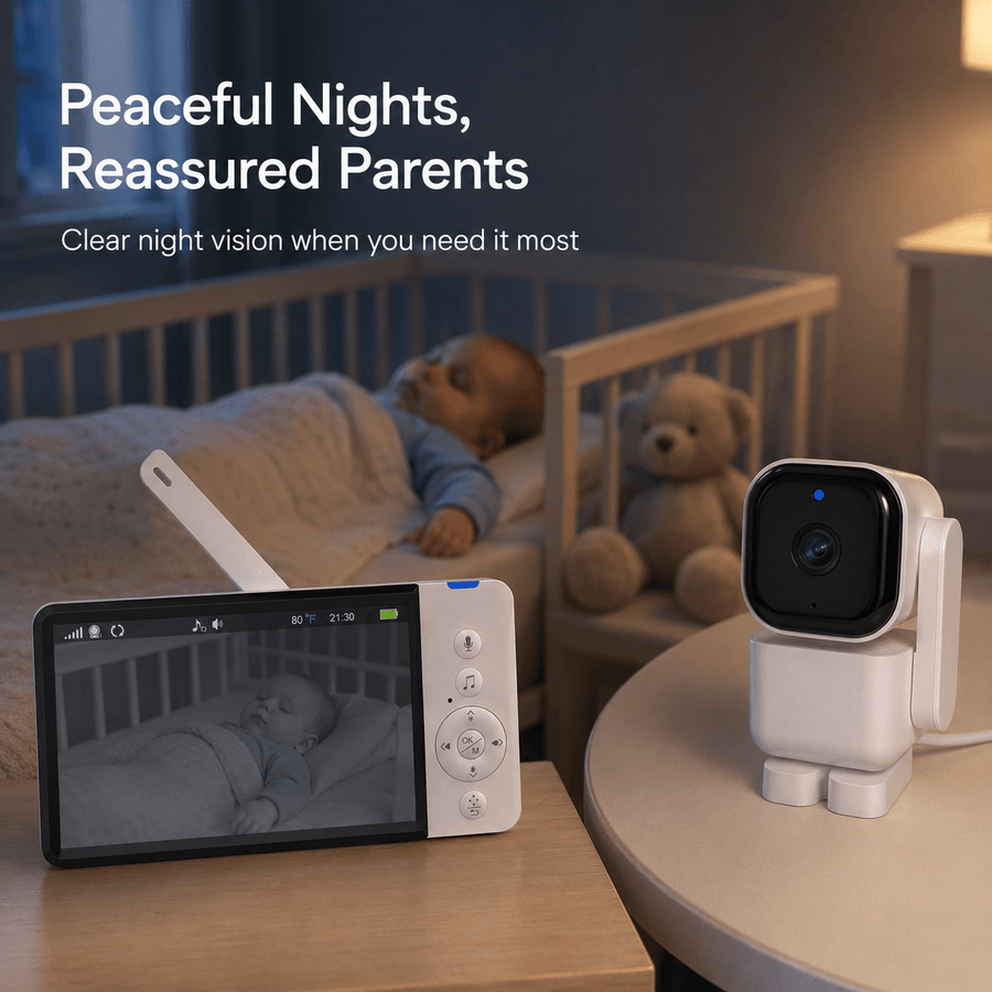 Moniteur vidéo bébé 720P 5 pouces avec caméra PTZ suivi automatique — Monptitlou