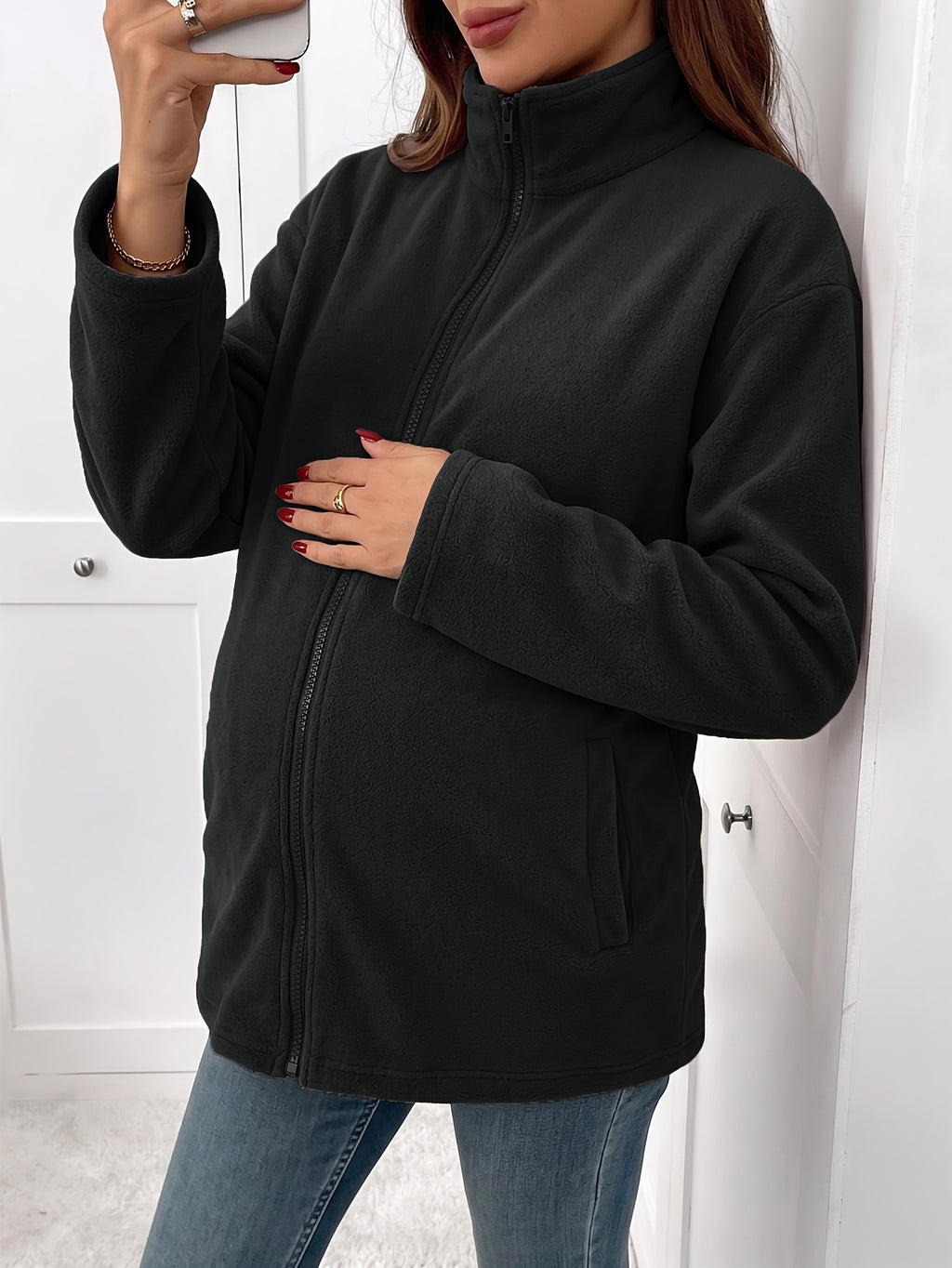 1 veste de maternité d'automne-hiver à manches longues avec fermeture — Monptitlou