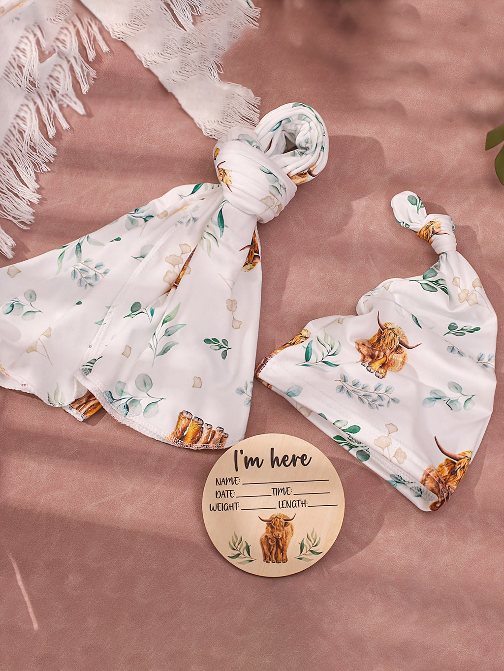 Ensemble 3 pièces pour nouveau-né : couverture d'emmaillotage et bonnet, photo 18