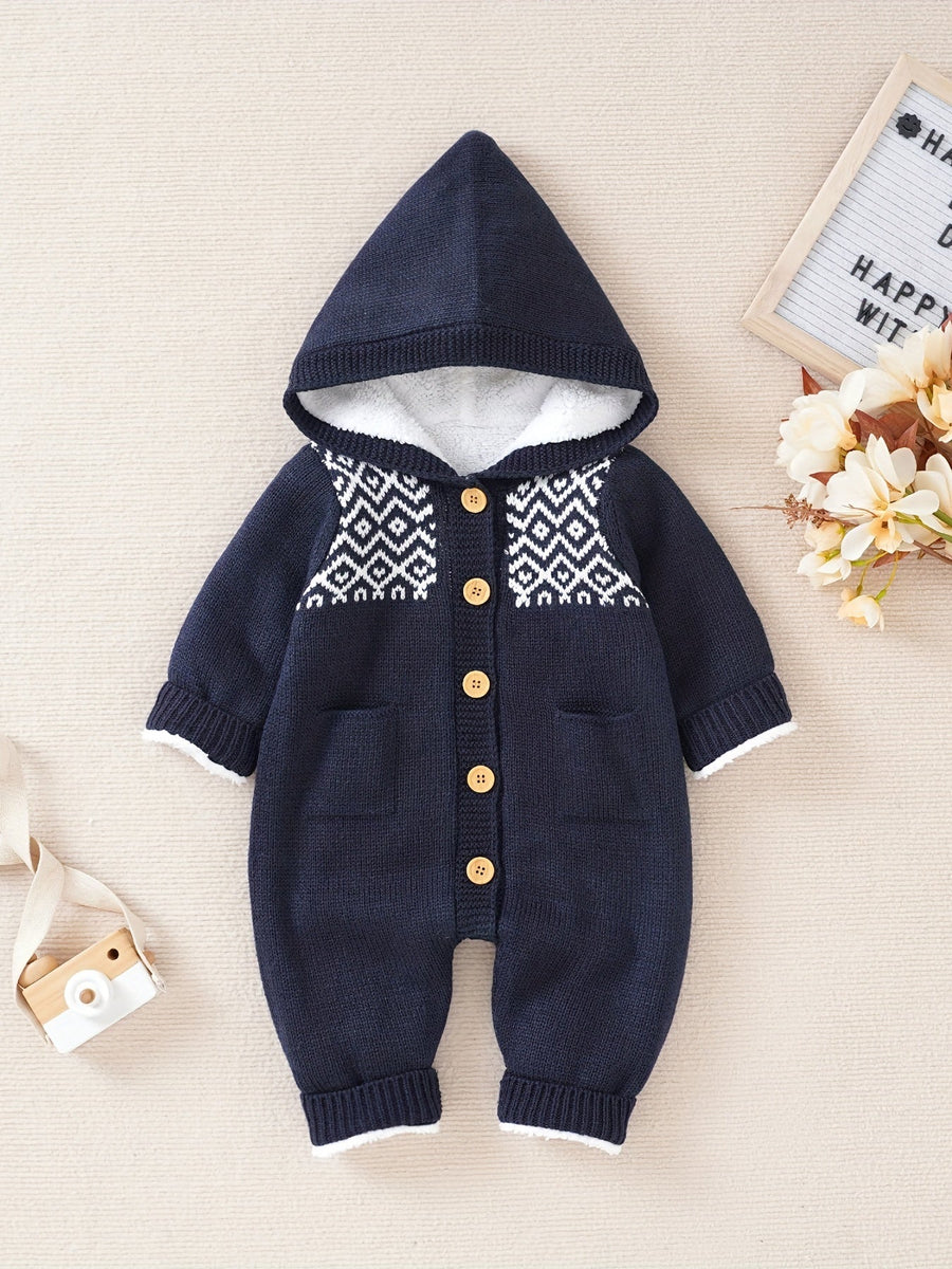 Combinaison tricotée en cachemire, à capuche et à manches longues, pour nouveau-nés, garçons et filles