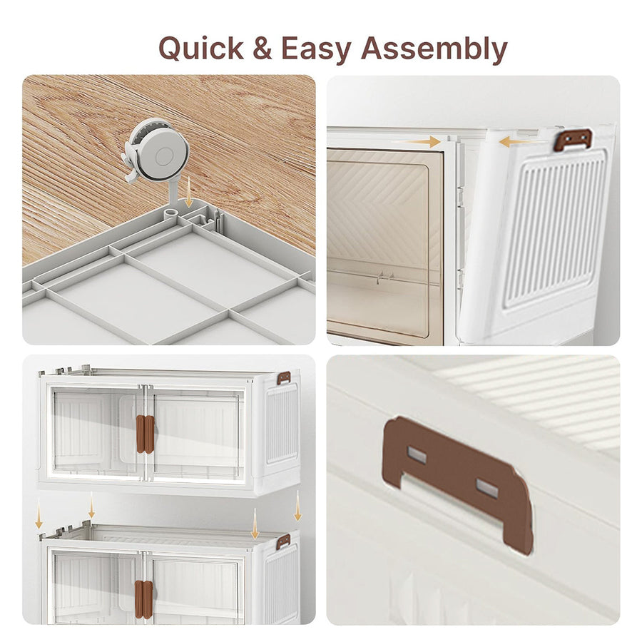 Armoire de rangement pliante style crème avec roulettes universelles — Monptitlou